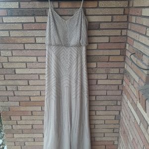Adrianna Pappel Size 8 Nude Beaded Dress
